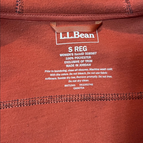LL Bean Mountain Pile Dark Blue Fleece Jacket with Rust Accents - Picture 3 of 5
